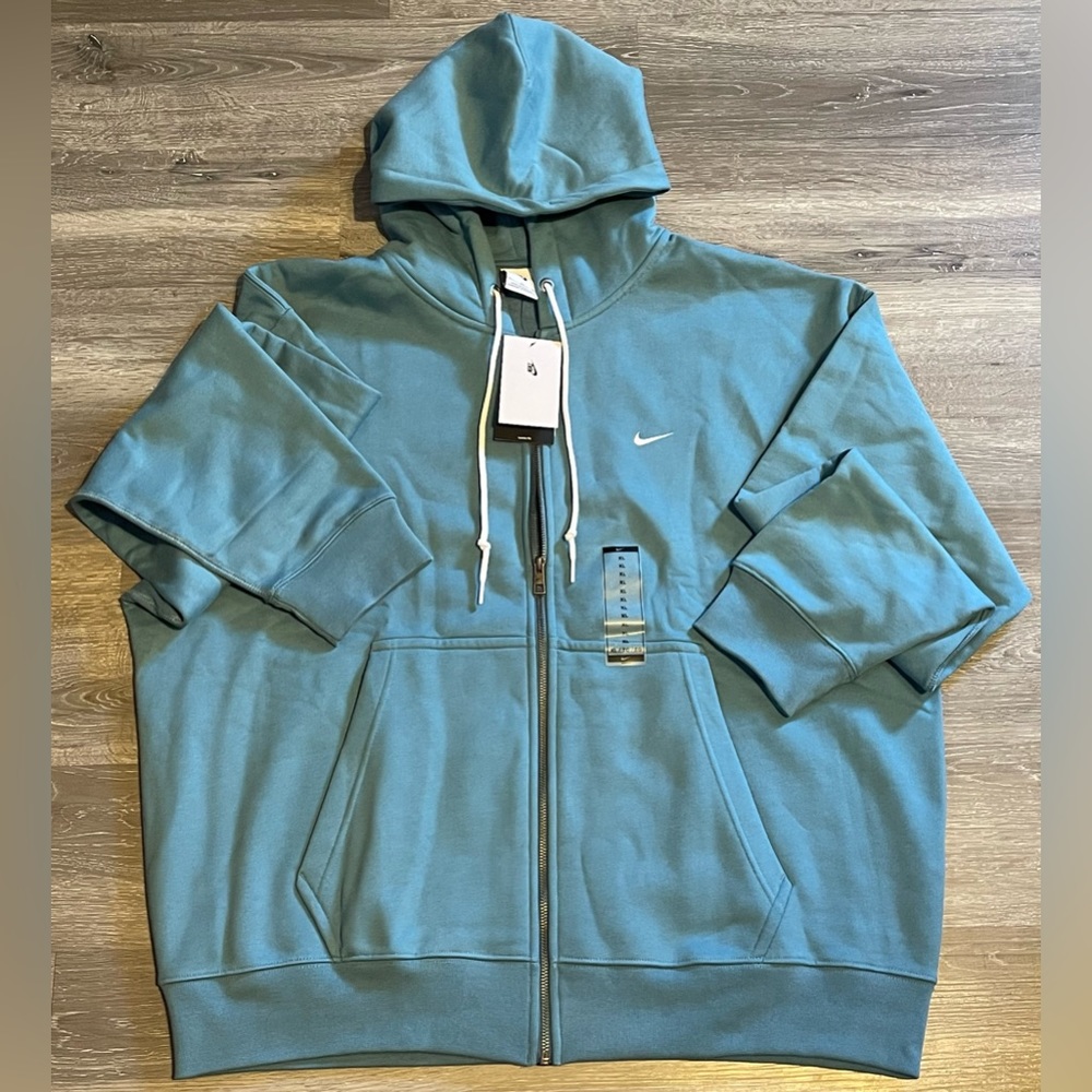 Nike Solo Swoosh Full-Zip Hoodie Noise Aqua/White Mens Size XL DR0403-440